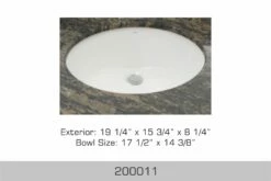 UNDERMOUNT BASIN 19 1/4″x15 3/4″x8 1/4″ ( BOWL SIZE 17-1/2 X 14-3/8”) WHITE
